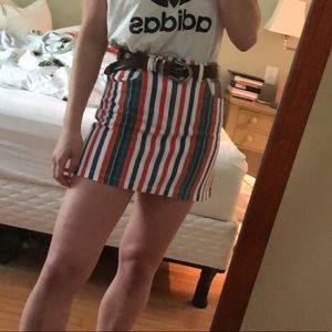 Multi colored striped denim skirt